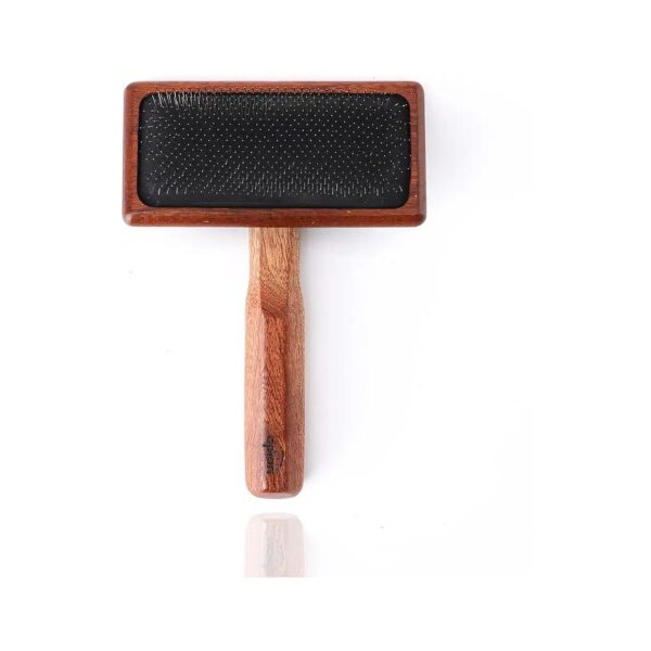 Long Hair Dog Grooming Brush with Carbon Steel Needles and Sapele Wood