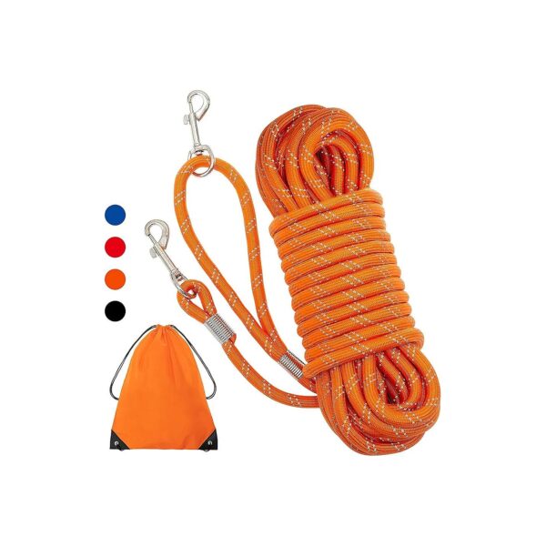 Long Nylon Dog Leash 50ft for Large Dogs with Heavy Duty Swivel Hooks for Easy Control