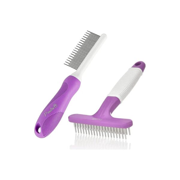 Long and Short Stainless Steel Teeth Pet Comb for Dematting and Detangling