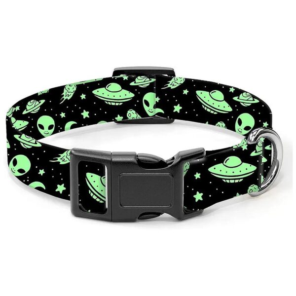 Long-Lasting Green Alien Dog Collar with Quick Release Buckle for Small Medium Large Dogs