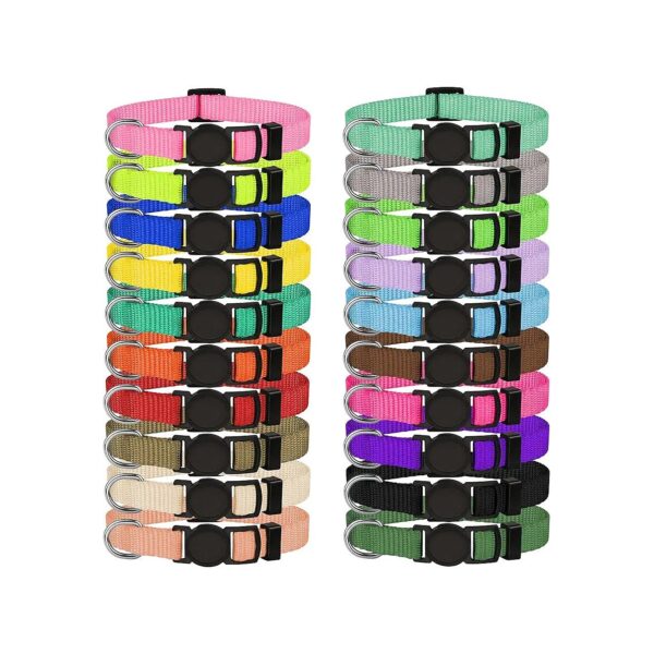 Long-Lasting Nylon Puppy Collars for Litter Puppies with 20 Vibrant Colors