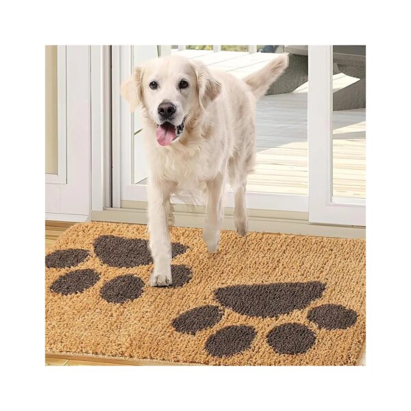 Low-Profile Door Mat for Entryway with Beige Polyester Fabric