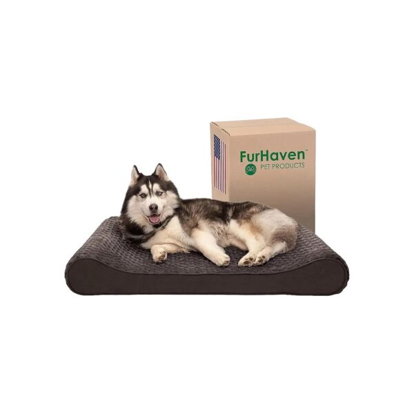 Luxurious Chocolate Dog Bed with Removable Cover for Large Dogs Up to 75 lbs