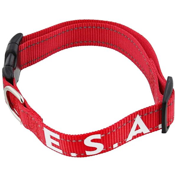 M Nylon Emotional Support Collar Red with Reflective Text for Medium Sized Dogs and Pets