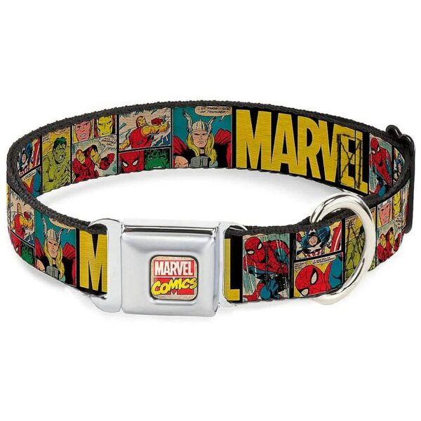 MARVEL Retro Comic Panels Pet Collar with Seatbelt Style Buckle for Small Dogs