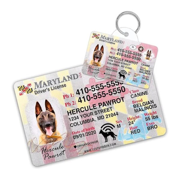 MD Custom Pet ID Tag and Wallet Card for Pet Identification and Personalization