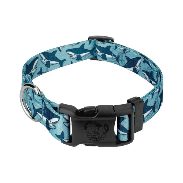 Made in USA 1 Inch Wide Dog Collar with Sharks Critter Corner Themed Design