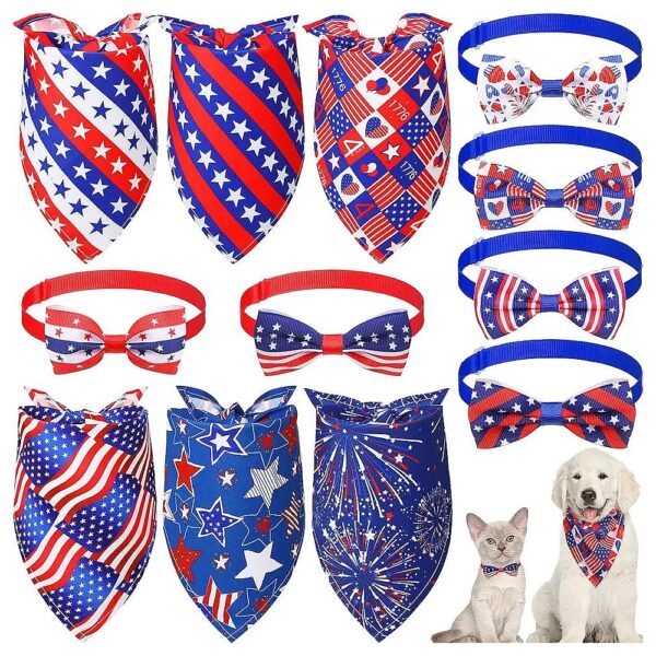 Make Your Pet Stand Out with Unique American Flag Dog Bandanas and Adjustable Bow Ties