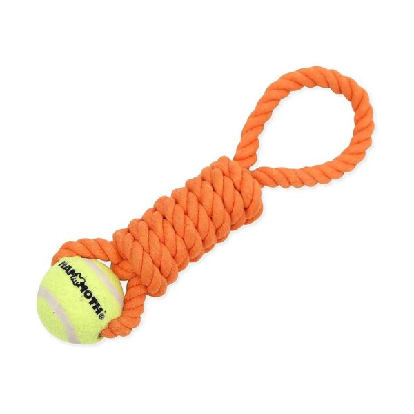 Mammoth Flossy Chews Dog Rope Toy for Small Dogs with Tennis Ball