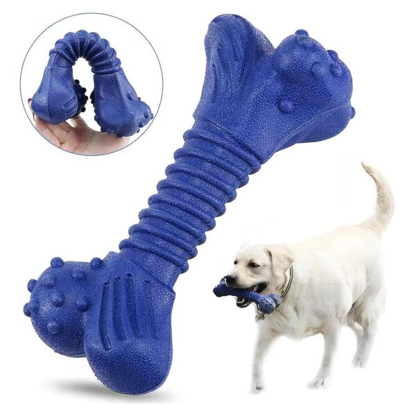 Massage and Cleaning Large Breed Dog Teeth with Natural Rubber Chew Toy and Unique Design