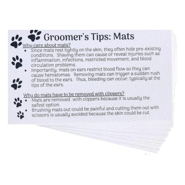 Matted Fur Care Cards for Dogs Addresses Hematomas Comb Mats Shave White