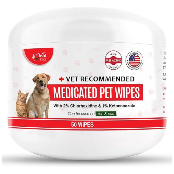 Medicated Pet Wipes for Skin and Ear Issues with Gentle Aloe