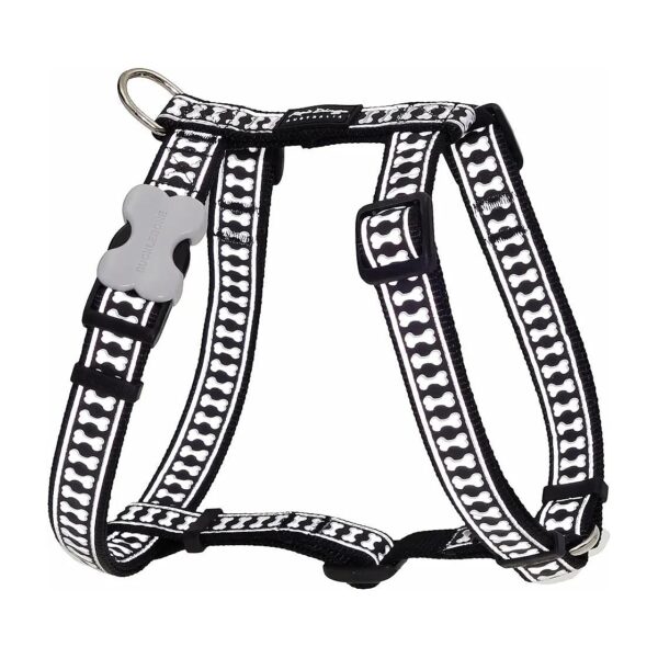 Medium Black Dog Harness with Reflective Trim for Safety and Style