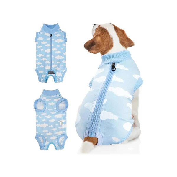 Medium Clouds Dog Recovery Suit Breathable Fabric Cone Alternative Patented Design