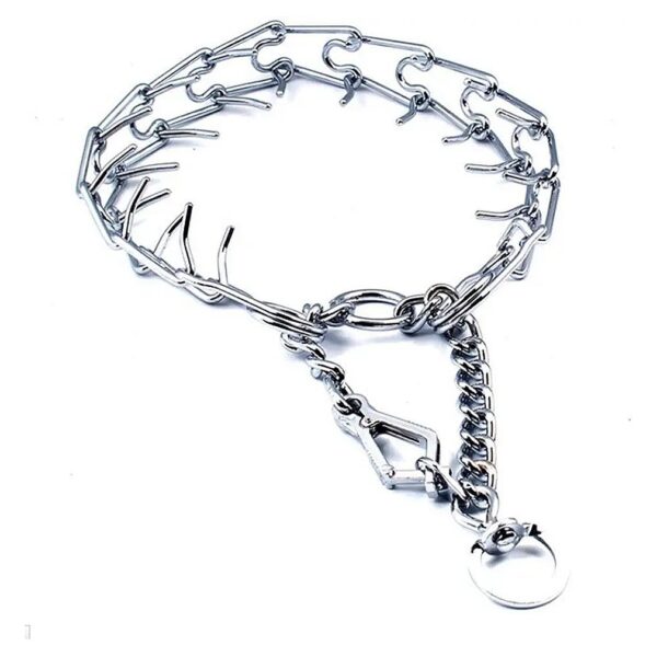 Medium Dog Prong Training Choker Collar with Quick Release and Silver Finish