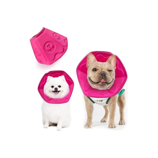 Medium Dog Soft Cone for Recovery with Pink Cushioned Collar for Comfort and Convenience