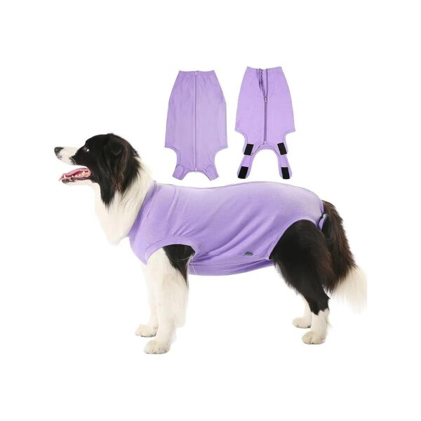 Medium Female Dog Spay Surgery Recovery Suit with 2-Way Zipper and Velcro Closure