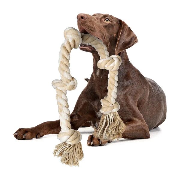 Medium Large Dog Rope Toy for Aggressive Chewing with 5 Knots