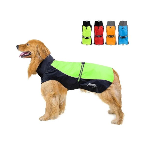 Medium Large Dog Waterproof Raincoat with Reflective Straps Windproof Outerwear for Dogs