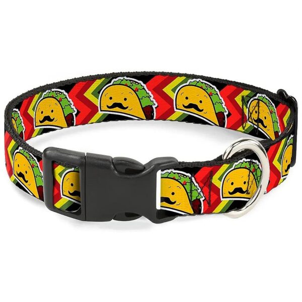 Medium Neck Size 1 Wide Clip Collar with Taco Man Design