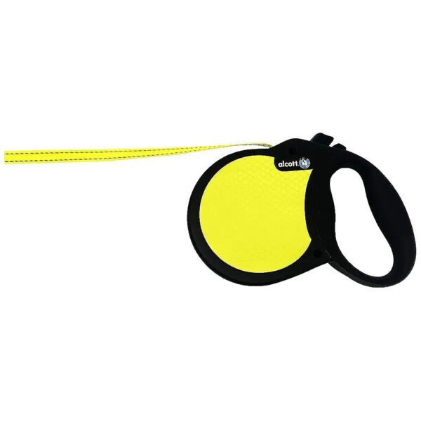 Medium Neon Yellow Retractable Leash Reflective Full-Width Belt