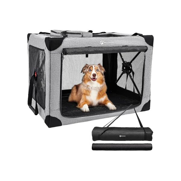 Medium Pet Soft Indoor and Outdoor Dog Crate with 3-Door Collapsible Travel Kennel Design