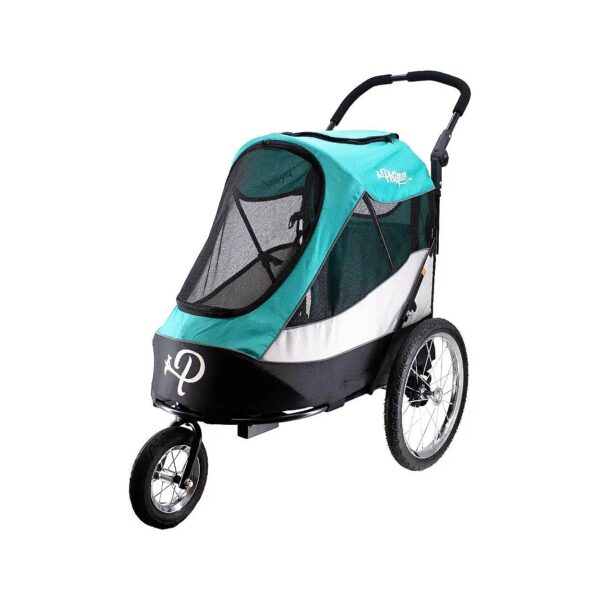 Medium Pet Stroller with Ventilated Zooming System for Walks and Jogs, Turquoise