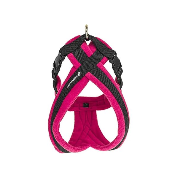 Medium Pink Fleece No-Pull Dog Harness for Comfortable Walking with Adjustable Girth