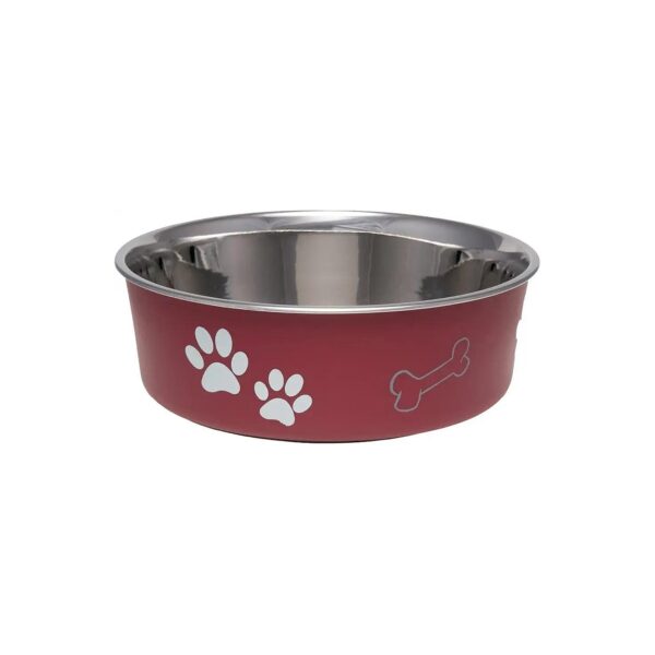 Medium Resin Dog Bowls with Removable Non Slip Merlot Red Red