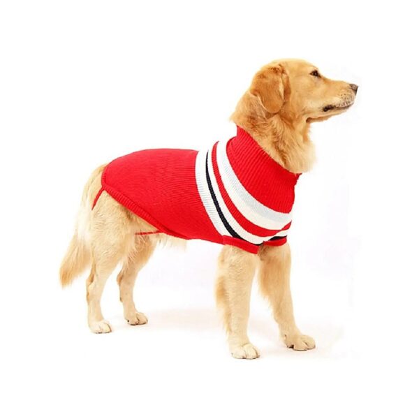 Medium Size Classic Stripe Dog Sweater for Large Dogs with Red Color Option