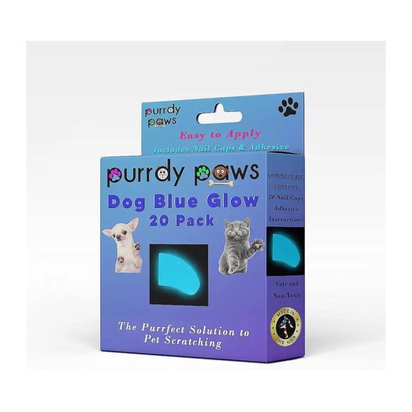 Medium Size Dog Nail Caps with Soft and Gentle Blue Glow Effect