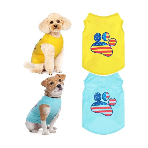 Medium Size Flag Printed Puppy Clothes for Small Dogs Independence Day Sweet Outfits