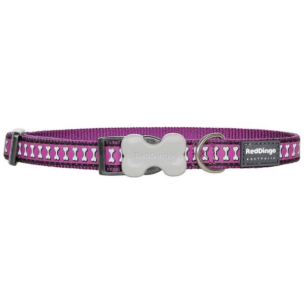 Medium Size Purple Reflective Dog Collar with Nylon Material and Reflective