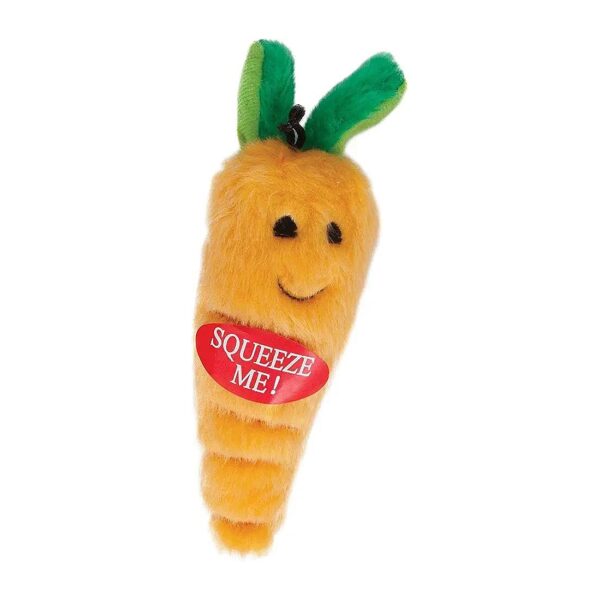 Medium Size Soft Bite Carrot Dog Toy with Washable Synthetic Fabric and Squeaker