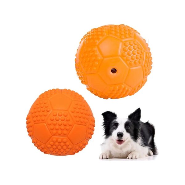 Medium and Large Breed Dogs Squeaky Toys, Orange Rubber Ball and Tennis Ball, 2 Pack