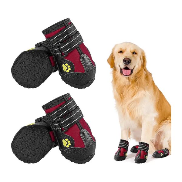 Medium and Large Dog Boots with Adjustable Velcro Straps for Comfort and Convenience