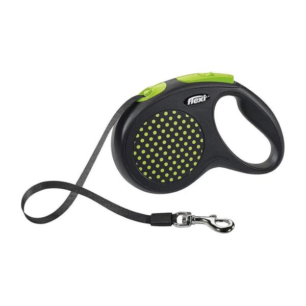 Medium-Sized Automatic Leash with Dot Pattern and 5m Green Tape