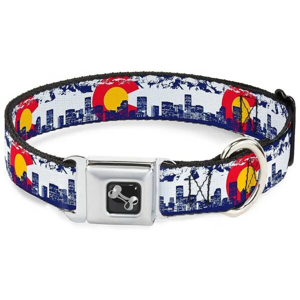 Medium-Sized Dog Collar with Colorado Skyline Design and Buckle Release for Easy On/Off