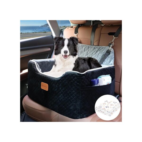 Memory Foam Dog Car Seat for Medium Dogs up to 45 LBS with Detachable Washable Cover