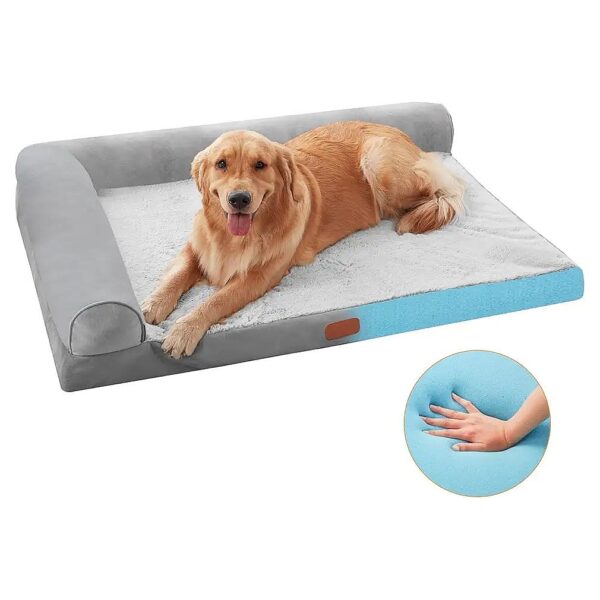 Memory Foam L-Shaped Orthopedic Dog Bed for Extra Large Dogs Waterproof and Washable