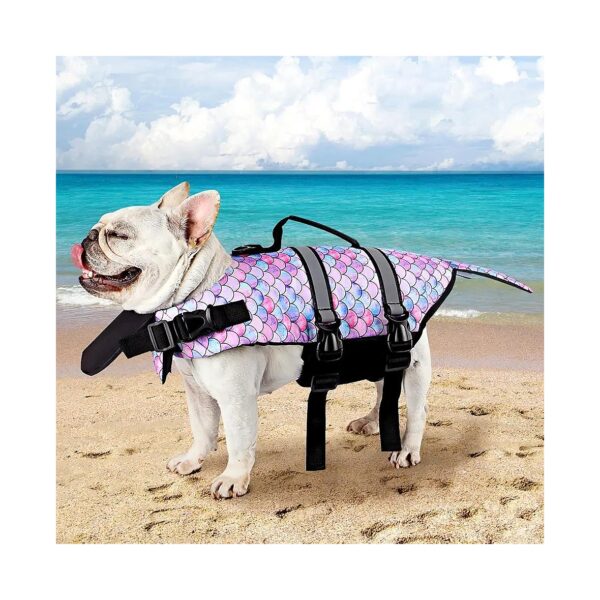 Mermaid Small Dog Life Jacket with Reflective Stripe for Safe Swimming Boating