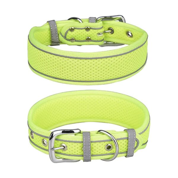 Mesh Breathable Reflective Dog Collar in Green for Medium and Large Sized Dogs