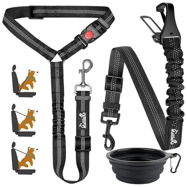 Metal Buckle Reflective Dog Seat Belt Leash with Adjustable Strap for Comfortable Travel