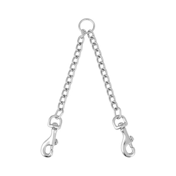 Metal Chain Dog Leash Extension Splitter for Two Small Dogs Walking