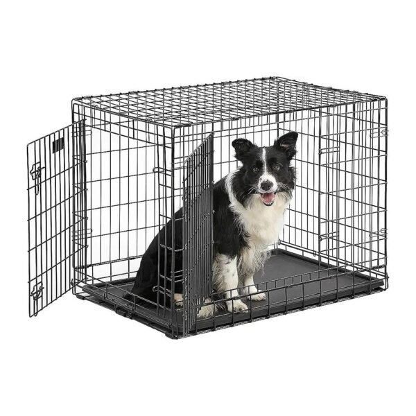 Metal Dog Crate with Leak-Proof Pan and Floor Protection for Small to Medium Pets