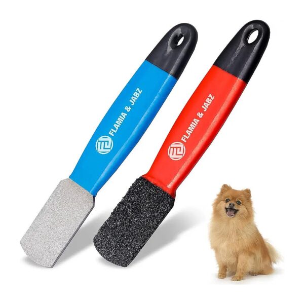 Metal Stone Diamond Edged Grooming Tools for Dogs Cats with Plastic Grip Coarse and Fine