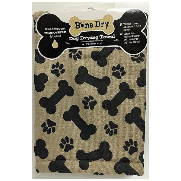 Microfiber Tan Printed Dog Towel Absorbs 7X Water, Reusable and Fast Drying