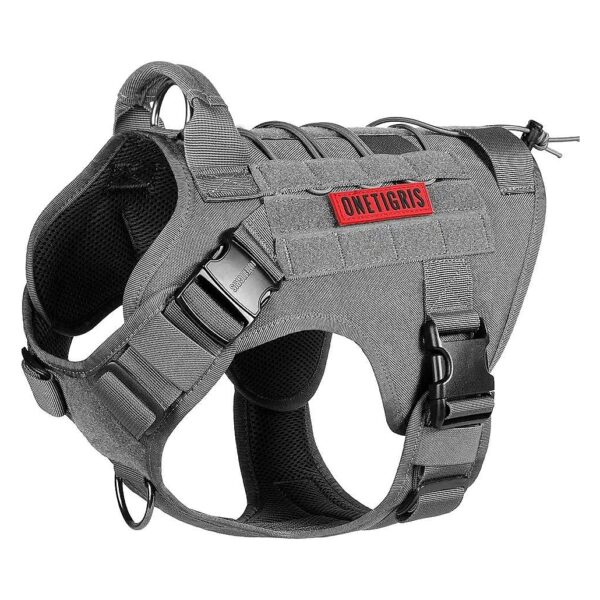 Military Style Dog Vest Harness for Large Medium Dogs Walking Hiking Grey