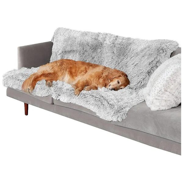 Mist Gray Faux Fur Dog Blanket for Indoor Cats and Dogs