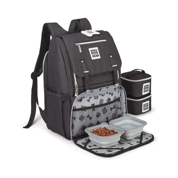 Mobile Dog Gear Backpack with Storage Compartments, Food Carriers, and Collapsible Bowls